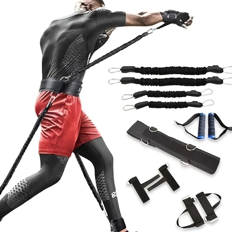 12pcs heavy duty MMA boxing resistance bands set for full body workout, strength/speed/agility improvement, suitable for Taekwondo and indoor fitness. Great for leg and arm training, adult