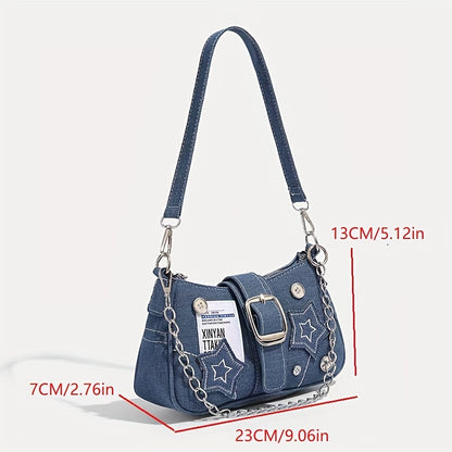 High-quality niche denim armpit bag for cool and sassy girls in retro sweet style, perfect for autumn and winter.