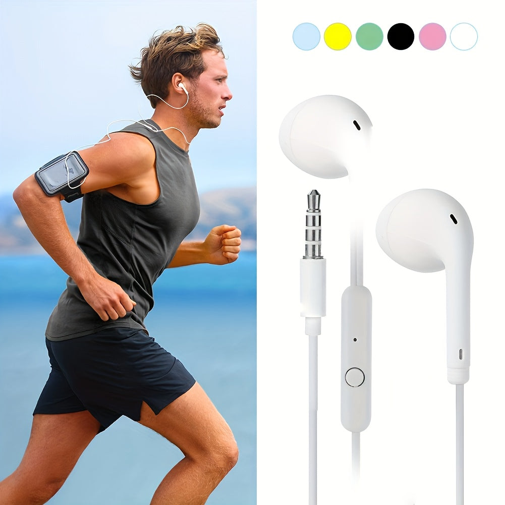 Wired U19 sports earphones with 3.5mm jack, push button call control, condenser mic, and skin-friendly material. Suitable for running and exercise.