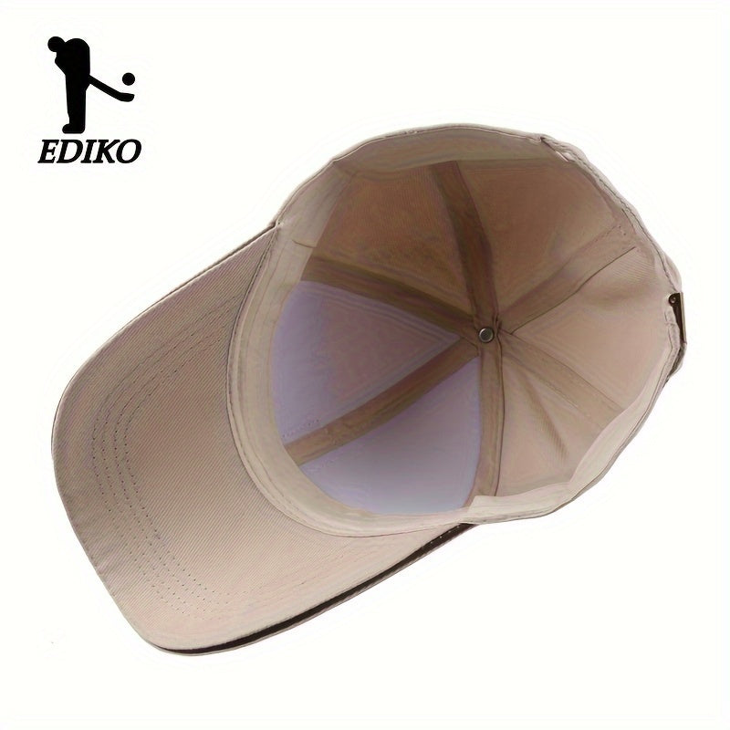 EDIKO Unisex Baseball Cap in Black, 100% Breathable Sun Protection, Casual Outdoor Golf Cap, Hand Washable