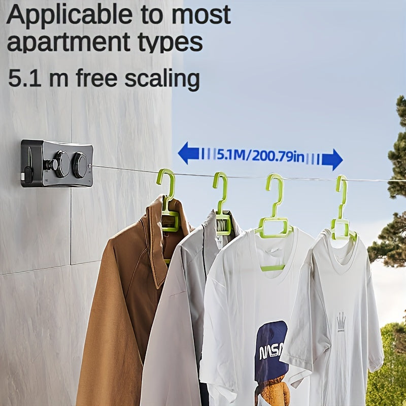 Get ready for the ultimate convenience with the Durable Telescopic Clothesline! This stainless steel clothesline extends up to 5.1 meters and features a dual-line design, perfect for indoor and outdoor use. Say goodbye to bulky drying racks and hello to