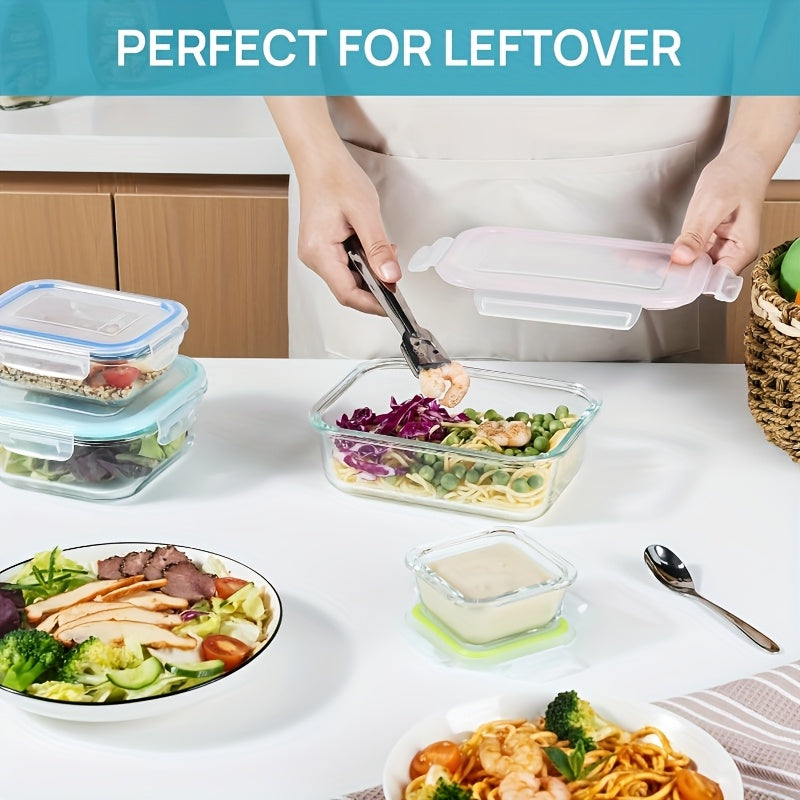 Glass food storage containers with lids- BPA-free, microwave, oven, freezer, dishwasher safe- 8 piece set for healthy snacking and leftovers.