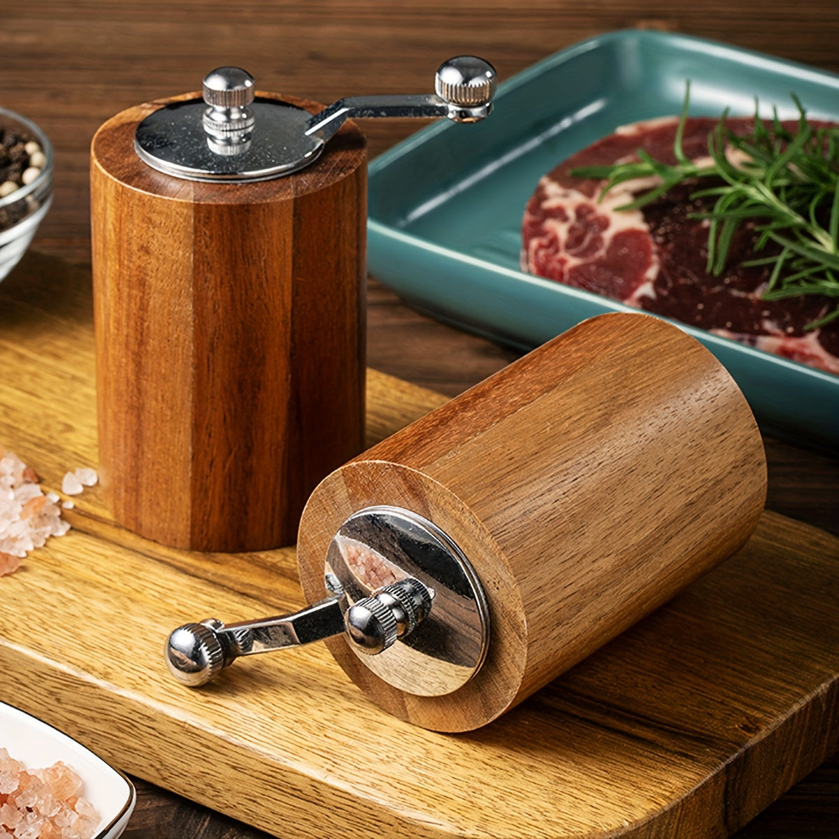 Get rid of the complexities of modern cooking appliances with the 1PC Manual Wooden Pepper Grinder. This solid wood hand crank pepper mill is perfect for grinding black peppercorns and sea salt without the need for electricity. Elevate your kitchen