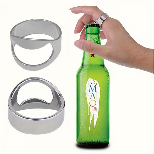 Durable and easy-to-use stainless steel ring bottle opener for opening soda and beer bottles on-the-go.