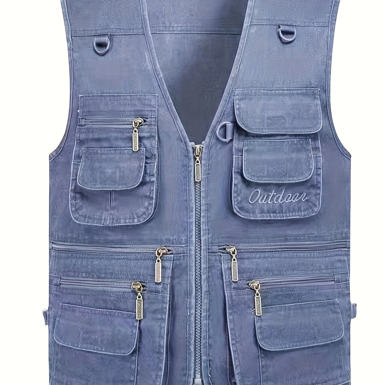 Plus size men's vest with multiple pockets made from soft, skin-friendly cotton blend for spring/fall and winter.