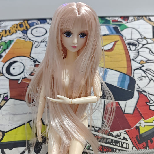 30cm doll with 20 joints, plain body, 2D painted real eyes, straight hair with bangs. DIY material for toy accessories.