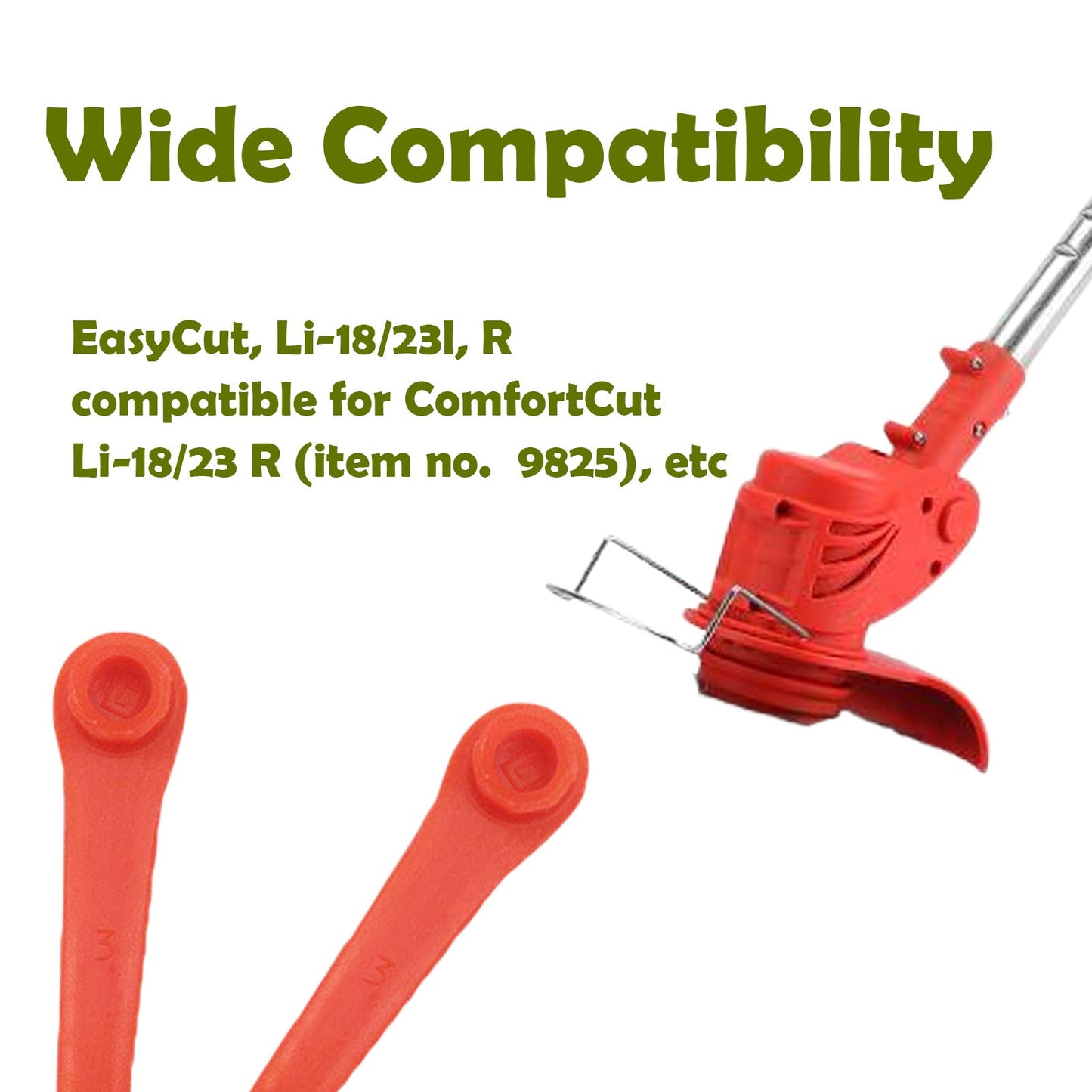 Lawn Trimmers - 100 Strong Red Plastic Blades for Precision Cutting, Reliable Gardening Tool with Measurement Markings, Grass Trimmer Accessories