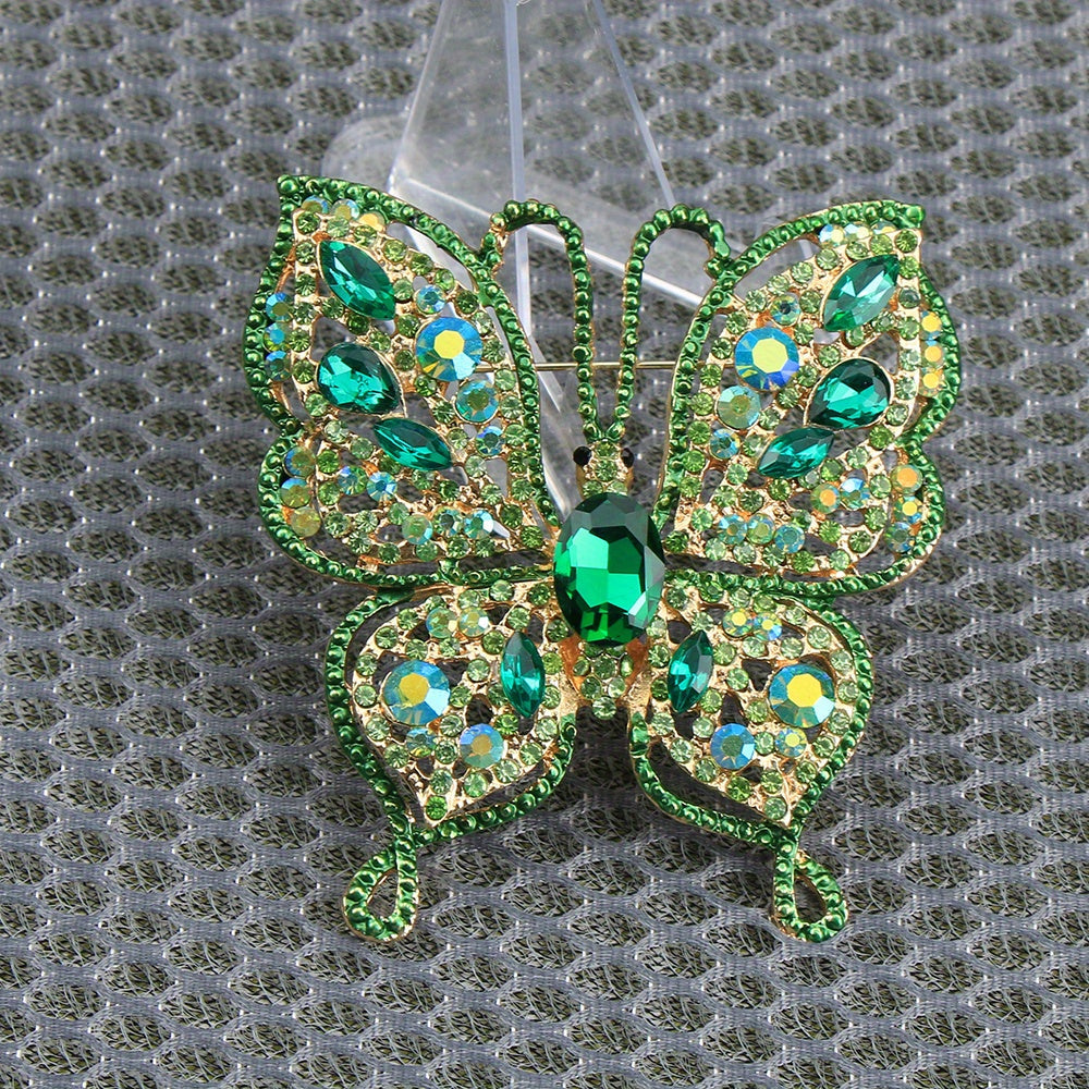 Zarif Luks Kelebek Brosh Pin - Emal va Rhinestone Insect-Shaped Yangilik Aksessuar ayollar uchun, Haqiqiy Imitatsiya Rhinestone'lar, O'ziga xos Noan'anaviy Shakl, Ofis Badjlari va Kostyum Pinlari uchun Ideal.