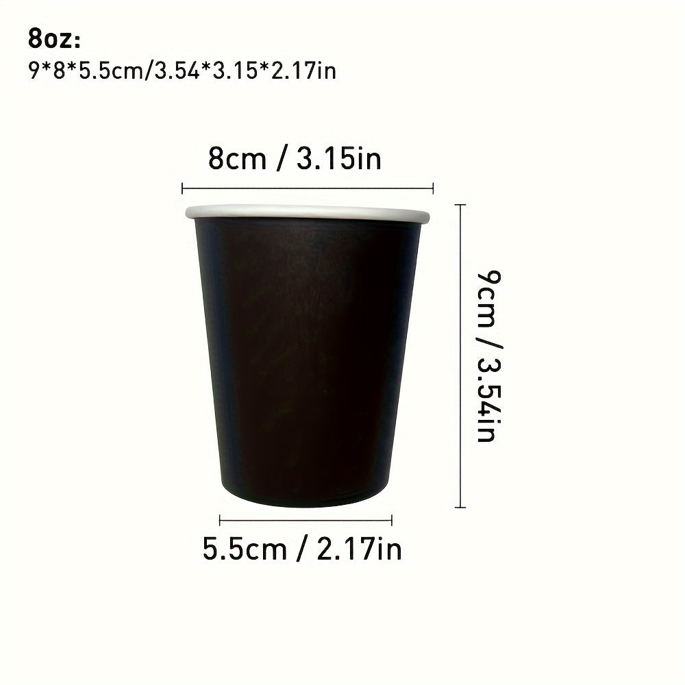 8-Ounce Black Paper Cups: Ideal for Birthday Parties, Weddings, Picnics, BBQs, Restaurants, and More. Must be Hand Washed. Recyclable and Suitable for Hot Beverages. For Adult Use Only.