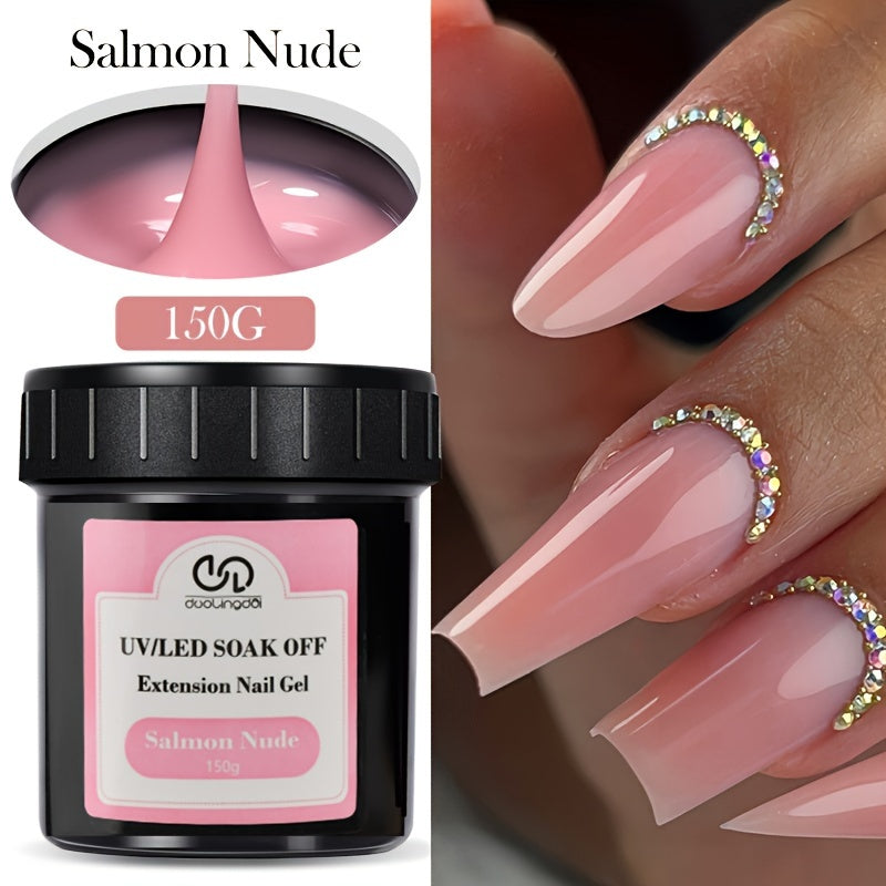 150g Fast-Dry Camouflage Color Acrylic Nail Extension Gel - UV/LED Compatible, Soak-Off Hard Jelly Formula, Odorless, Ideal for French Manicure and Nail Building Extensions, Gel Nail