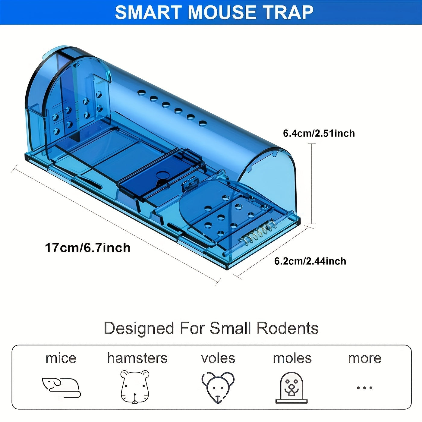 1pc Humane Mouse Trap, Easy To Set, Quick Effective Reusable And Safe For Families And Pets