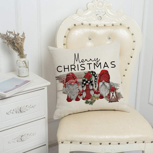 1 piece of Merry Christmas Gnome Decorative Throw Pillow Cover available in sizes 16x16, 18x18, or 50.8x50.8 cm. This Square Linen Red Gnomes Farmhouse Decor Christmas Cushion Pillow Case comes with a Hidden Zipper, perfect for use on your Sofa, Kitchen