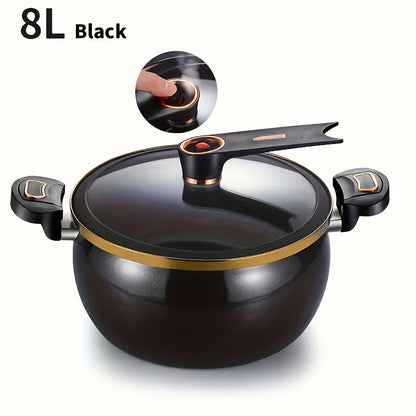 Luxurious Enamel-Coated Cast Iron Dutch Oven, 7.99 Liters - Non-Stick, Versatile for Stews and Soups - Works with Induction and Gas Stovetops, Featuring Double Handles and a Stylish Finish