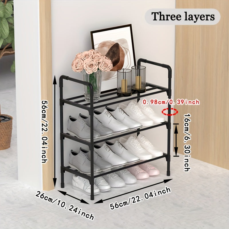 Easy to install and space-saving shoe rack with multiple layers – ideal for storing shoes and boots in entryways, living rooms, and bedrooms. The metal storage design offers a large capacity for organizing your footwear.