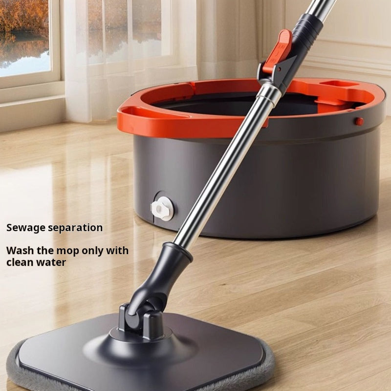 Easily Clean Floors with the Oval Self-Cleaning Mop and Bucket Set, Featuring Dual-Drive Automatic Centrifugal Dry Wash Technology. This Lazy Mop is Perfect for Wet and Dry Use and Comes with 2 Microfiber Pads for Use in the Home, Kitchen, Living Room