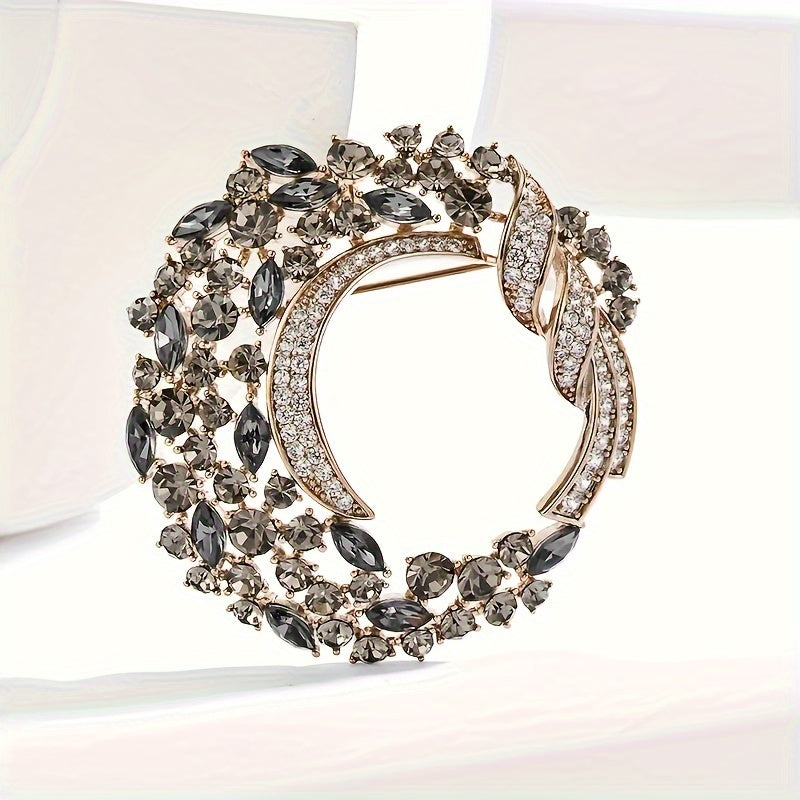 Stunning Zirconia Flower Wreath Brooch - Ideal for Birthday, Anniversary, Valentine's, or Christmas Presents