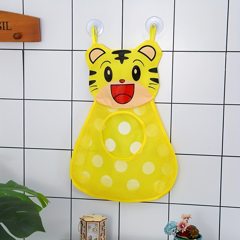 Mesh Net Toy Storage Bag with Suction Cups for Kids Bath Time, featuring Cute Duck and Frog Designs. Ideal as Bath Game Bag and Bathroom Organizer. Perfect for Christmas, Halloween, Thanksgiving, or Easter Gift.