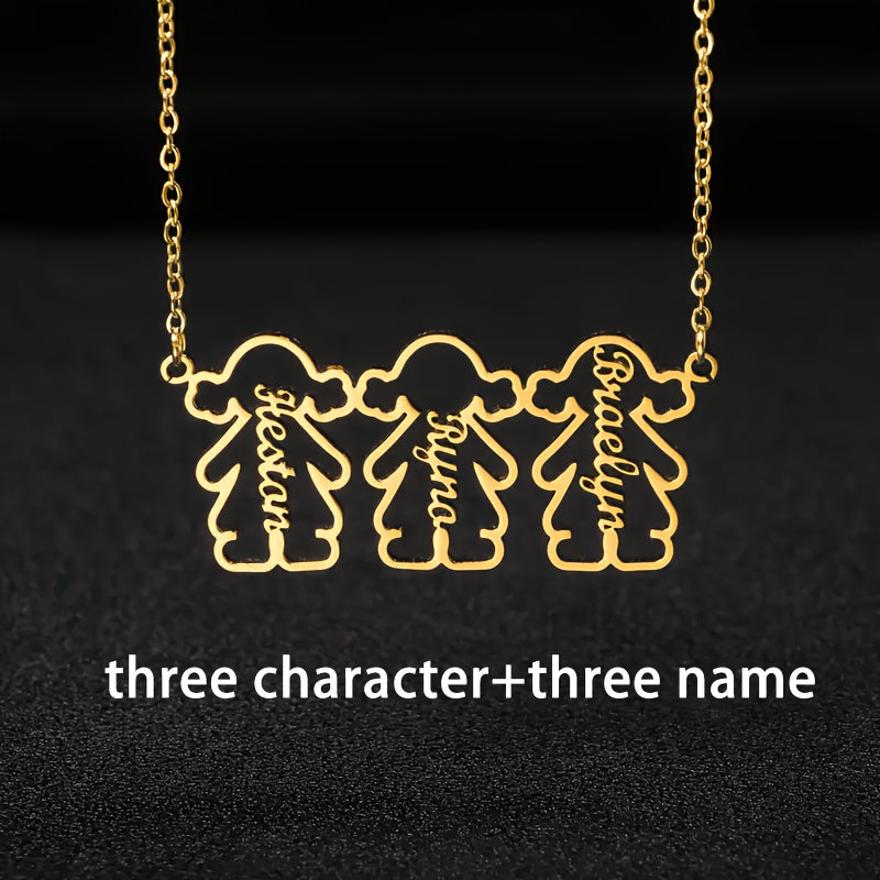 Personalized Stainless Steel Pendant Necklace featuring multiple names - Perfect for showing appreciation to loved ones - A thoughtful gift for Mother's Day, birthdays, or just because - Great for women who love unique jewelry.