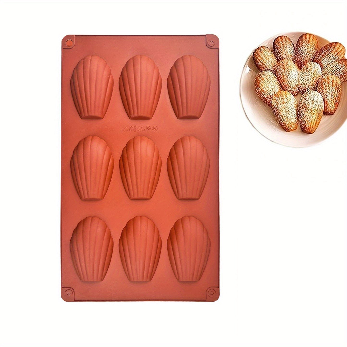 Silicone Madeleine Pan, Set of 2, Nonstick Cookie Mold with 9 Cavities, Baking Supplies for Kitchen