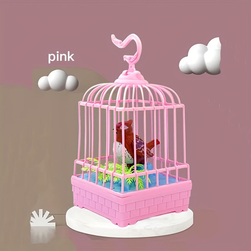 Voice-controlled LED birdcage with sound & light features in pink or blue. Made of durable PP material. Ideal for pet birds.