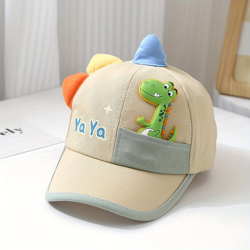 1pc Youngsters Duckbill Baseball Cap with Cartoon Dinosaur design, suitable for outdoor play for boys aged 1-3 years.