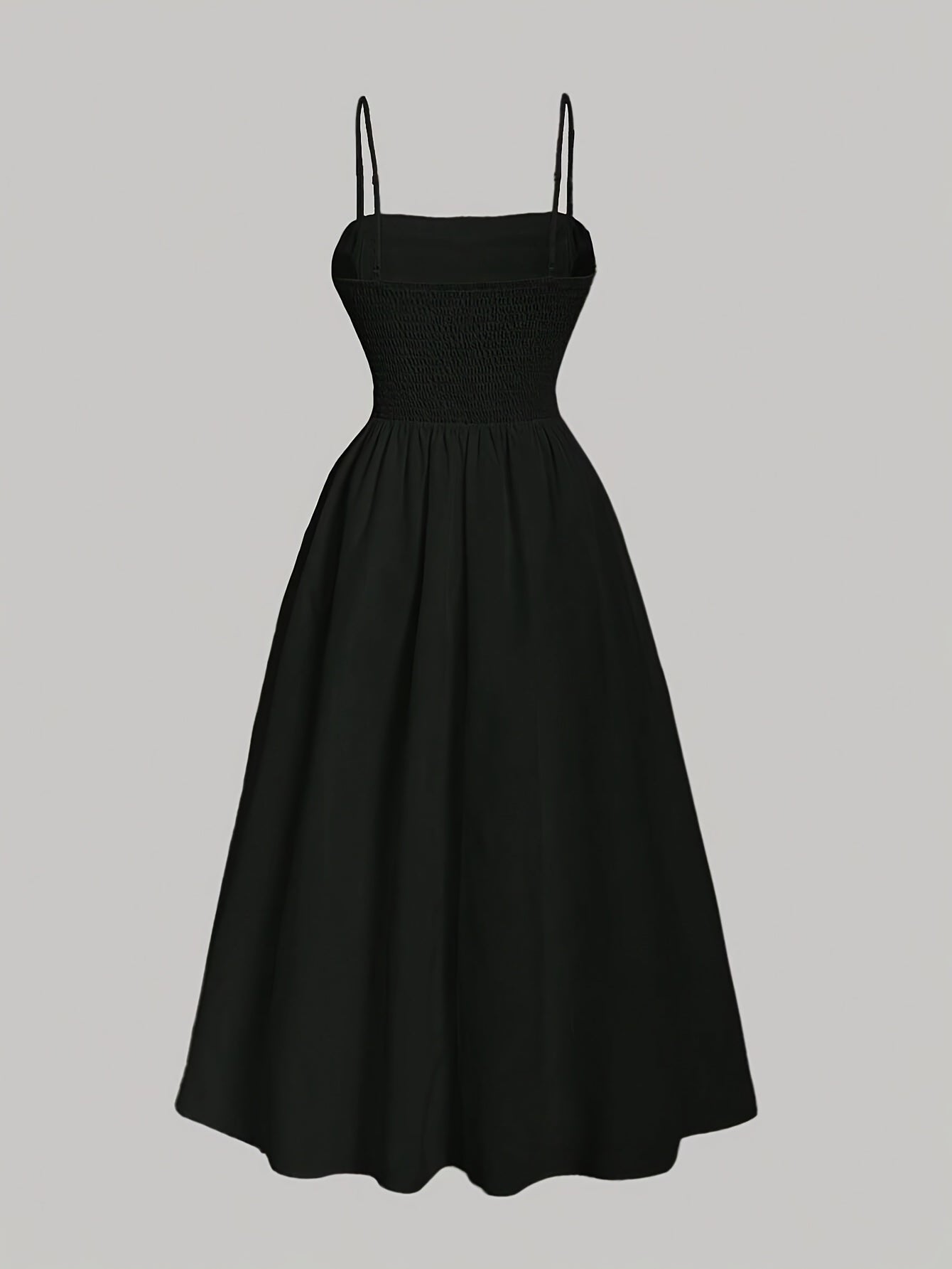 Stylish off-shoulder A-line dress with shirred waist, machine washable, ideal for all seasons.