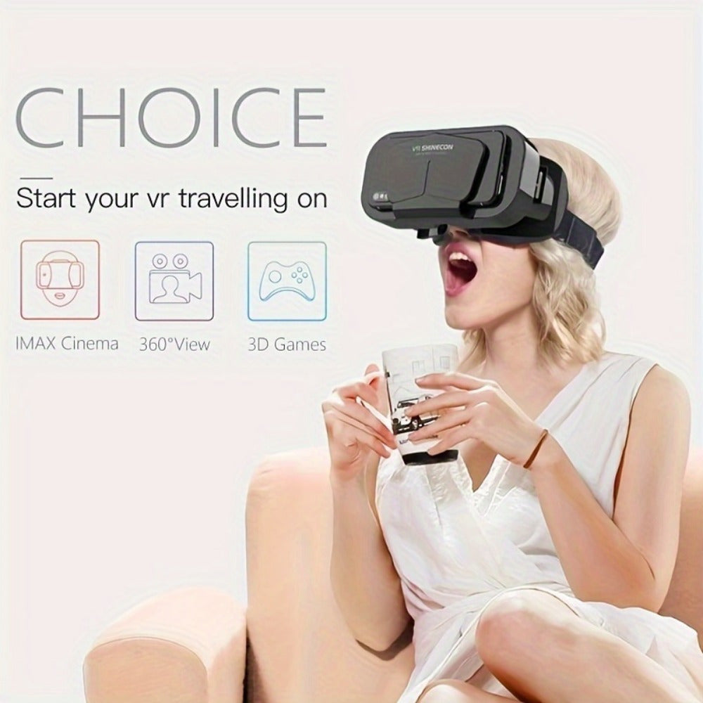 1pc 3D VR Smart Virtual Reality Glasses Headset - No Battery Required, Portable Design, Perfect for Gaming at Home or On-the-Go | Stylish 3D Glasses with Immersive Audio, Gaming Accessories.