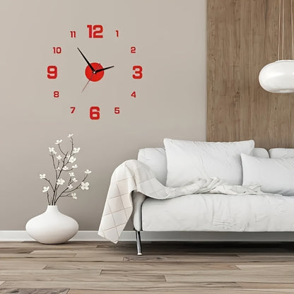 Nordic Style DIY Silent Wall Clock with Self-adhesive Decoration. Simple yet creative acrylic clock for living room or bedroom. Battery not included.