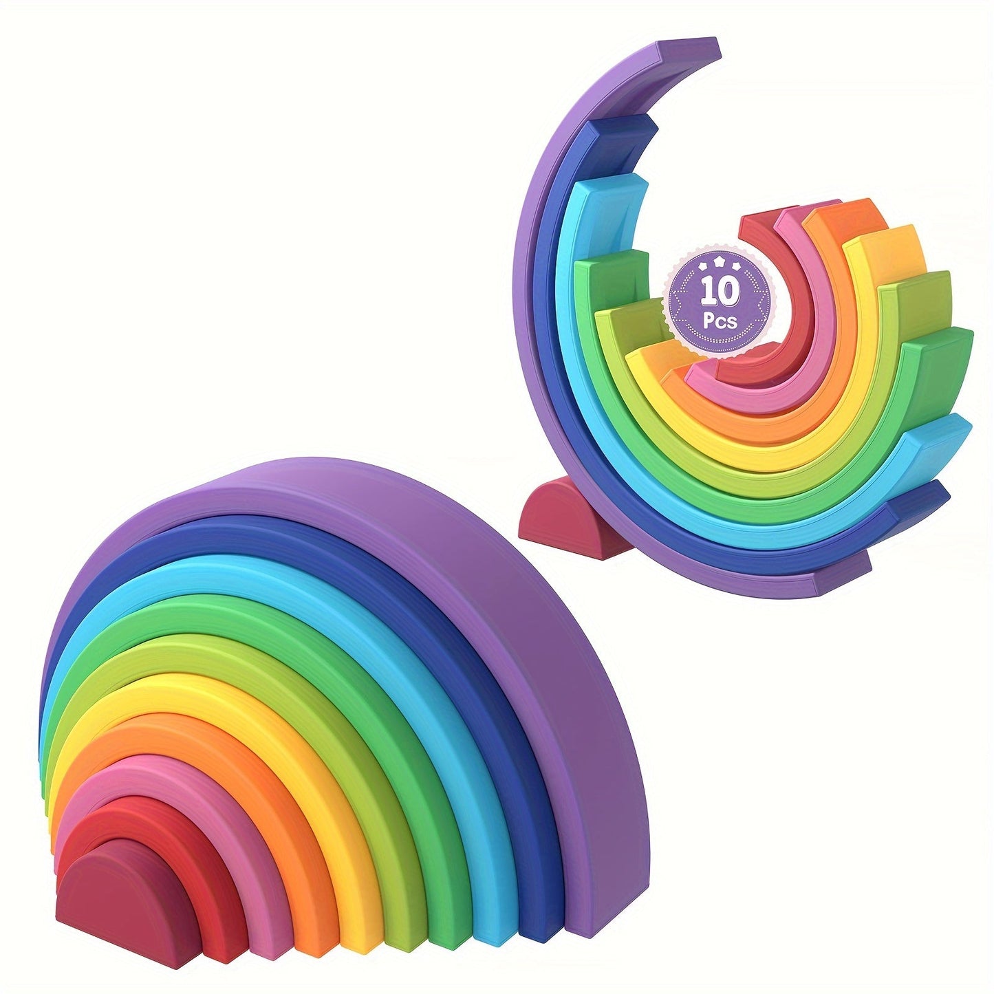 TYRY.HU Silicone Rainbow Stacking Toy - Safe for Children, Educational Nesting Puzzle for Kids | Great Holiday Gift for Christmas & Thanksgiving, Available in 7/10 Tiers