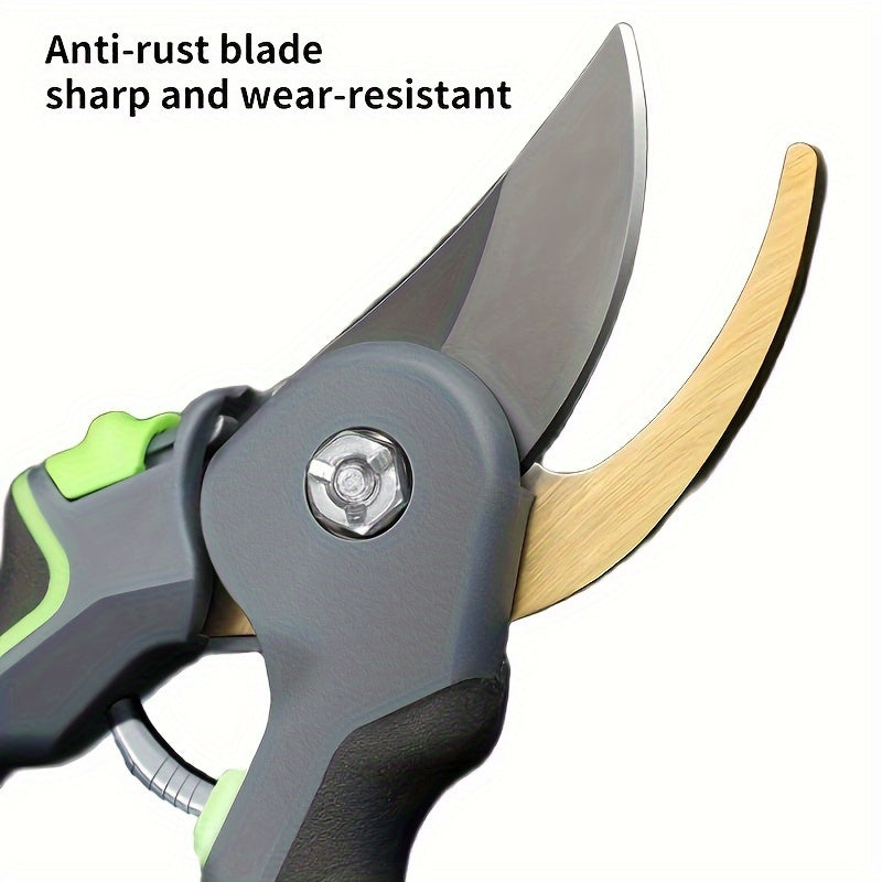 AIRAJ Pruning Shears: Professional Grade with Sk5 Steel Blade, Safety Lock, Ergonomic Grip, Adjustable Opening, Non-Slip Handles.