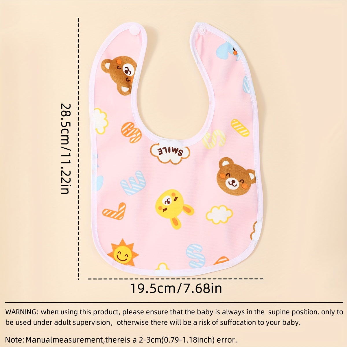 Set of 5 Crystal Velvet U-Shaped Waterproof Baby Bibs with Rice Pocket