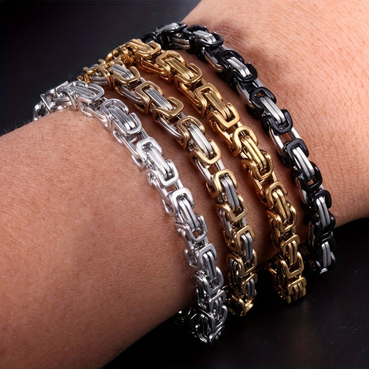 1 piece of classic fashion stainless steel men's chain bracelet hip hop jewelry with a length of 21cm.