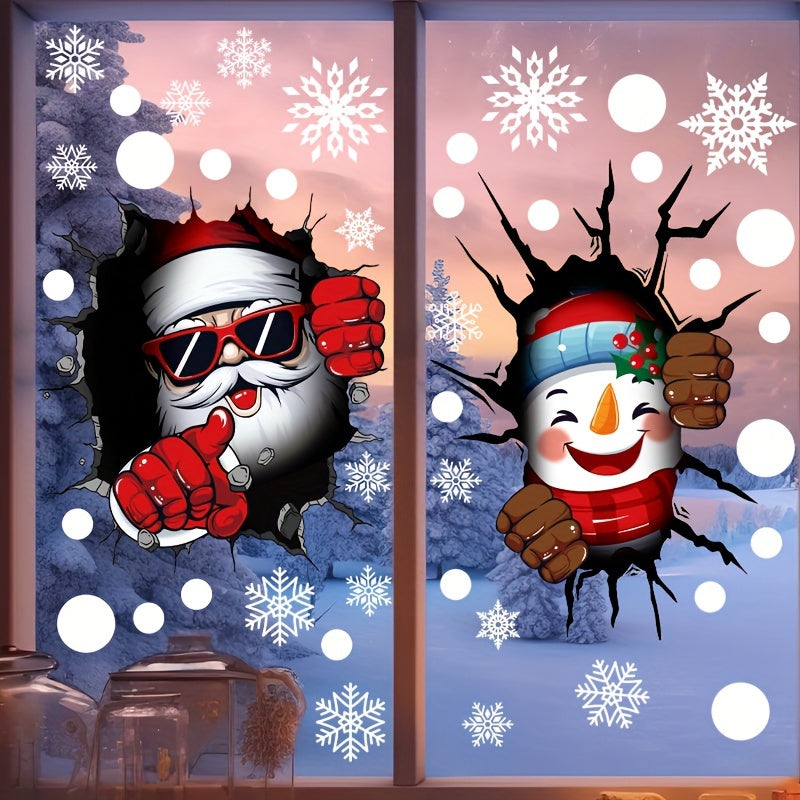 Set of 44 Christmas Window Clings featuring Festive Santa and Snowman Designs – Static Decals for Glass, Non-Adhesive Holiday Decor, Perfect for Christmas and New Year, Plastic Seasonal Décor