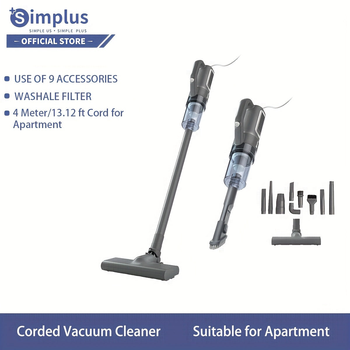 Powerful Simplus 16000PA Wired Vacuum Cleaner for Household Cleaning.