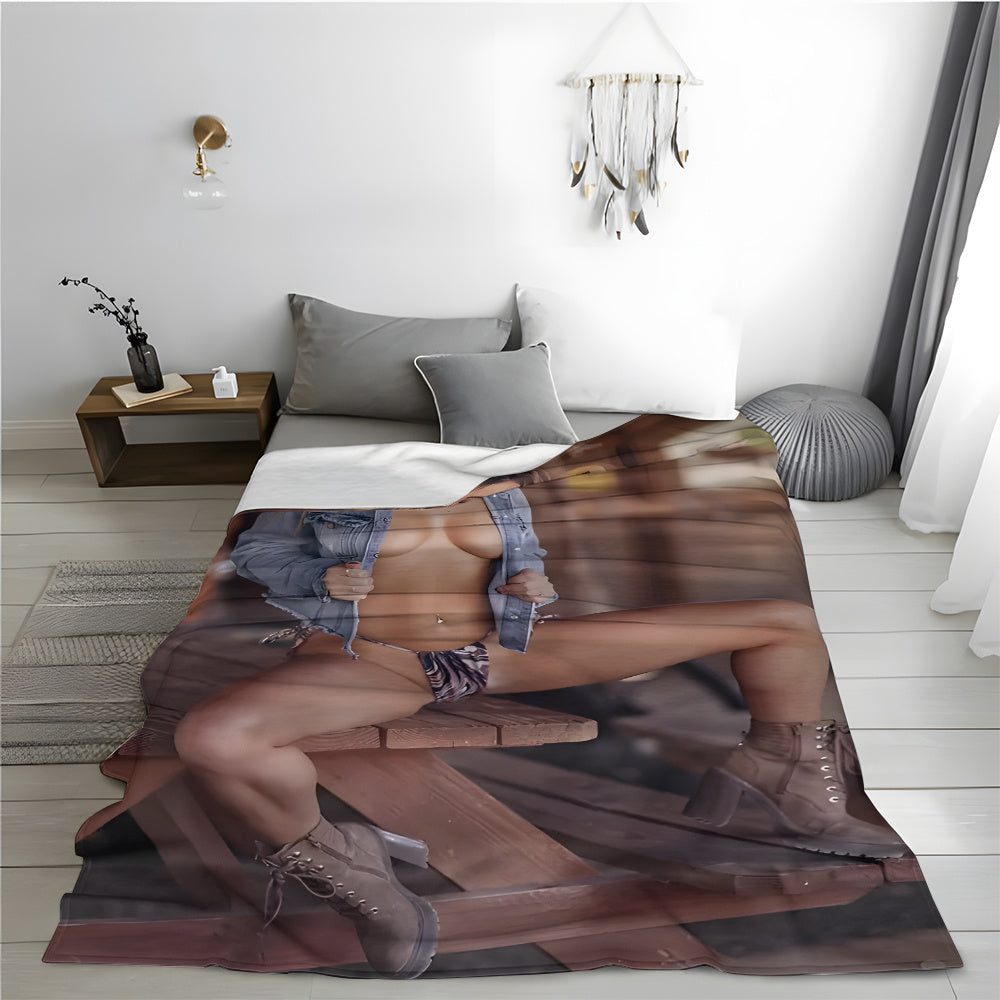 Luxurious Flannel Throw Blanket featuring Stunning Blonde Beauty - Ultra-Soft and Cozy, All-Season Versatility - Ideal for Couch, Bed, Office, Camping, or as a Gift; Multipurpose Home Decor with a Modern Twist