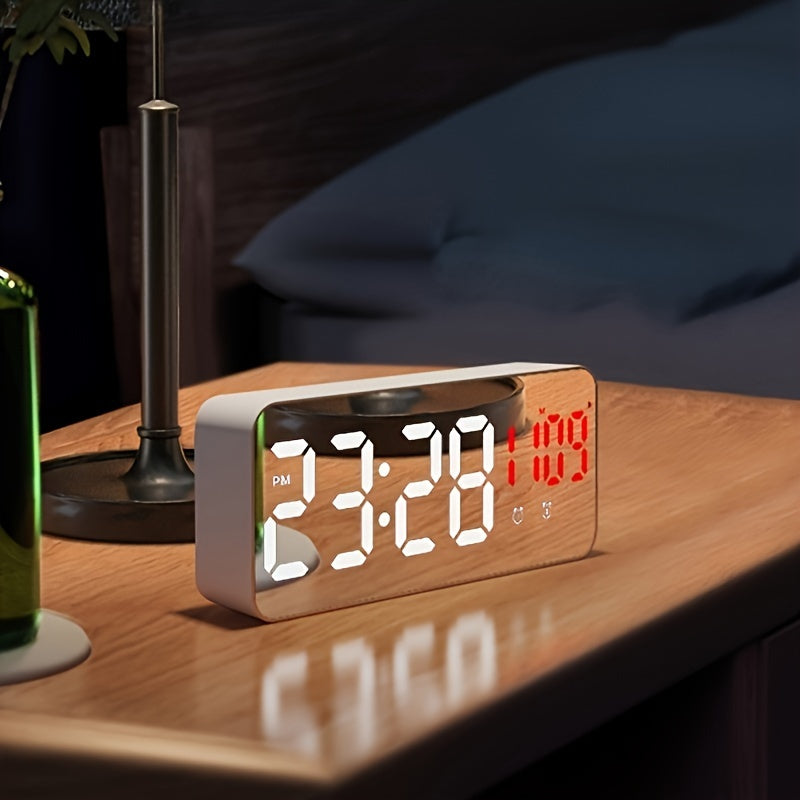 LED Clock Home Decoration with Smart Alarm and Creative Mirror Design