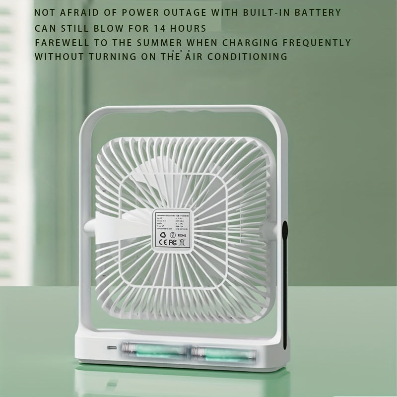 Introducing the Goard 8-inch Portable High-Velocity Table Fan with Digital Display and 5-Speed Button Control. This fan features a 360° rotating design and is USB rechargeable, making it perfect for travel, office, or home use. Made with ABS material and