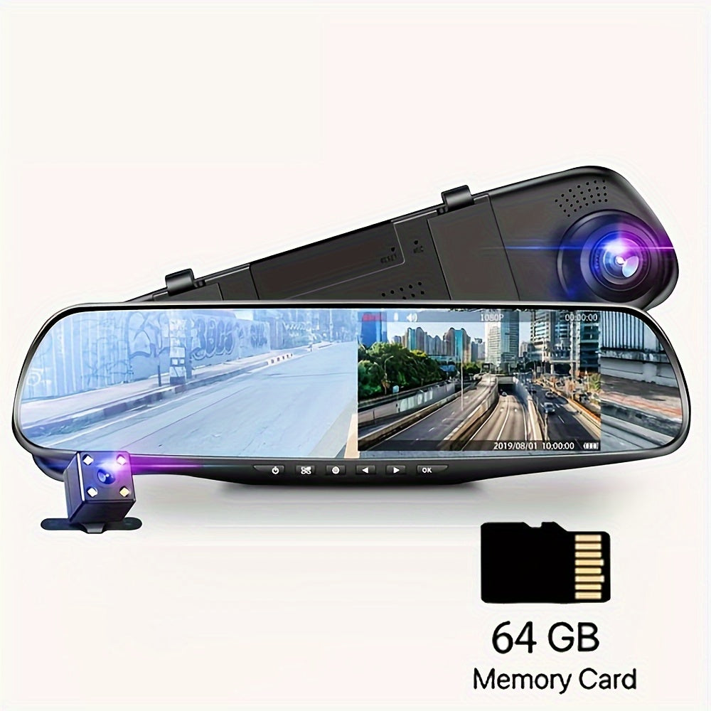 YiXingjia HD Dual Lens Car Dash Cam with Night Vision, Loop Recording, Wide Angle, 64GB Memory Card, 36V Car Plug Power Mode.