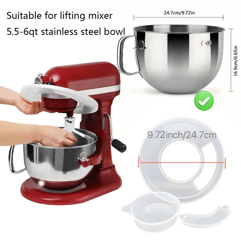 Two Transparent Bowl Covers with Sliding Pads are included in this set, ideal for easy movement and preventing scratching of surfaces. Specifically designed for Kitchenaid 5.5-6 Quart Tilt-Head Stand Mixer Stainless Steel Bowls, these covers feature a