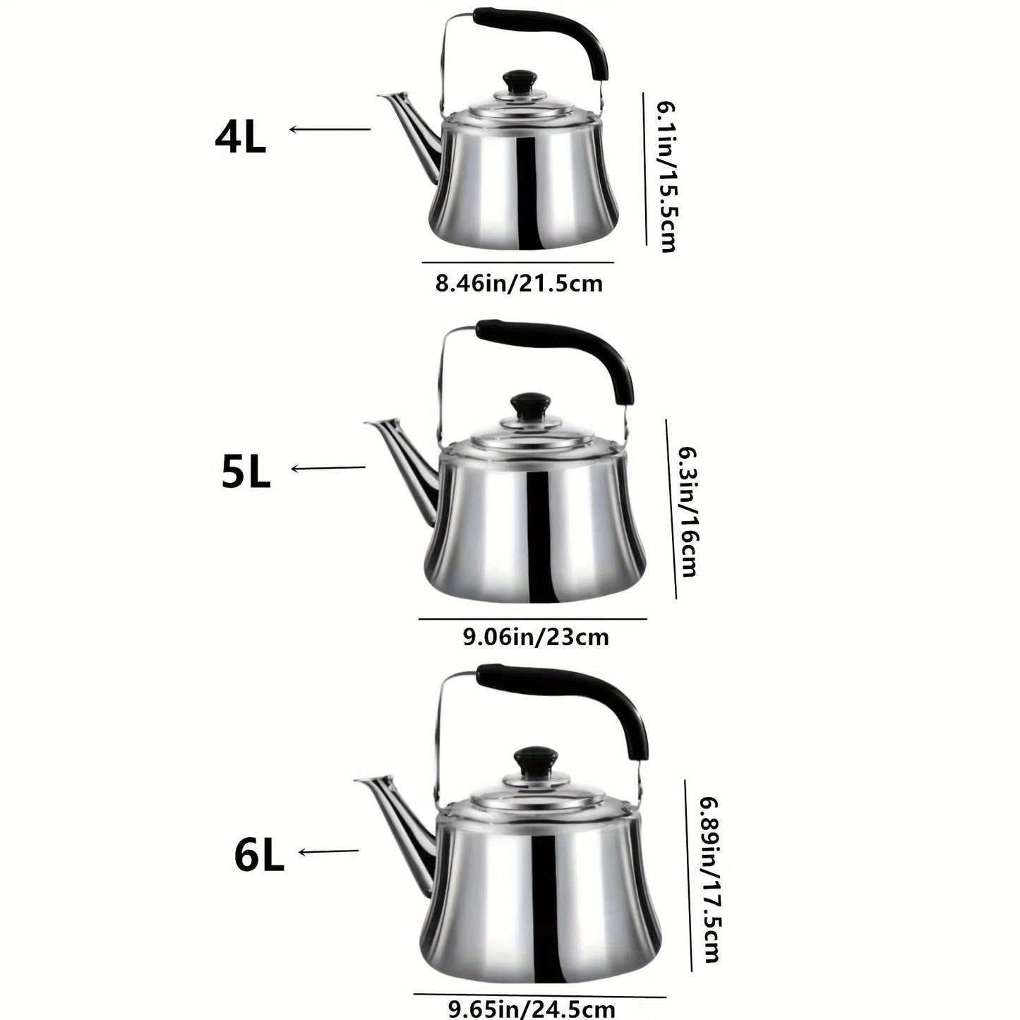 Stainless Steel Kettle with Thickened Large Capacity, Suitable for Gas Stove, Induction Cooker, and Outdoor Use - Food Grade and Household Daily Whistling Kettle