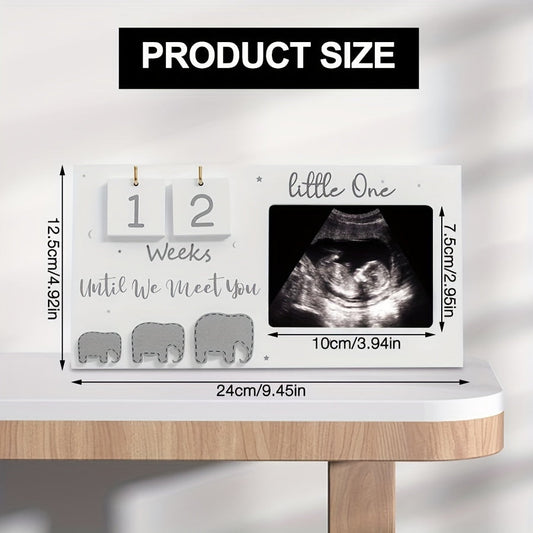 Wooden Ultrasound Photo Frame for Pregnancy Announcement and Youngsters Memories, Complete with Display Stand