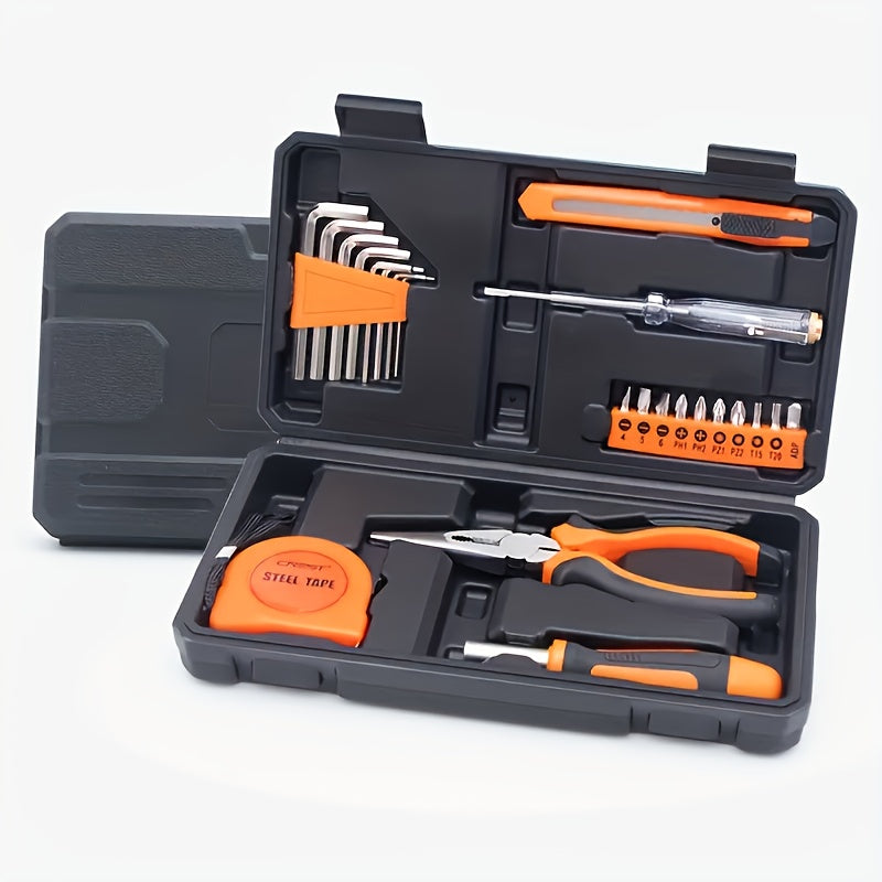 23pcs/138pcs Household Tool Set for DIY Home Repair, Hand-Powered with Screwdrivers, Wrenches, Storage Case; Metal & Plastic, No Battery Needed