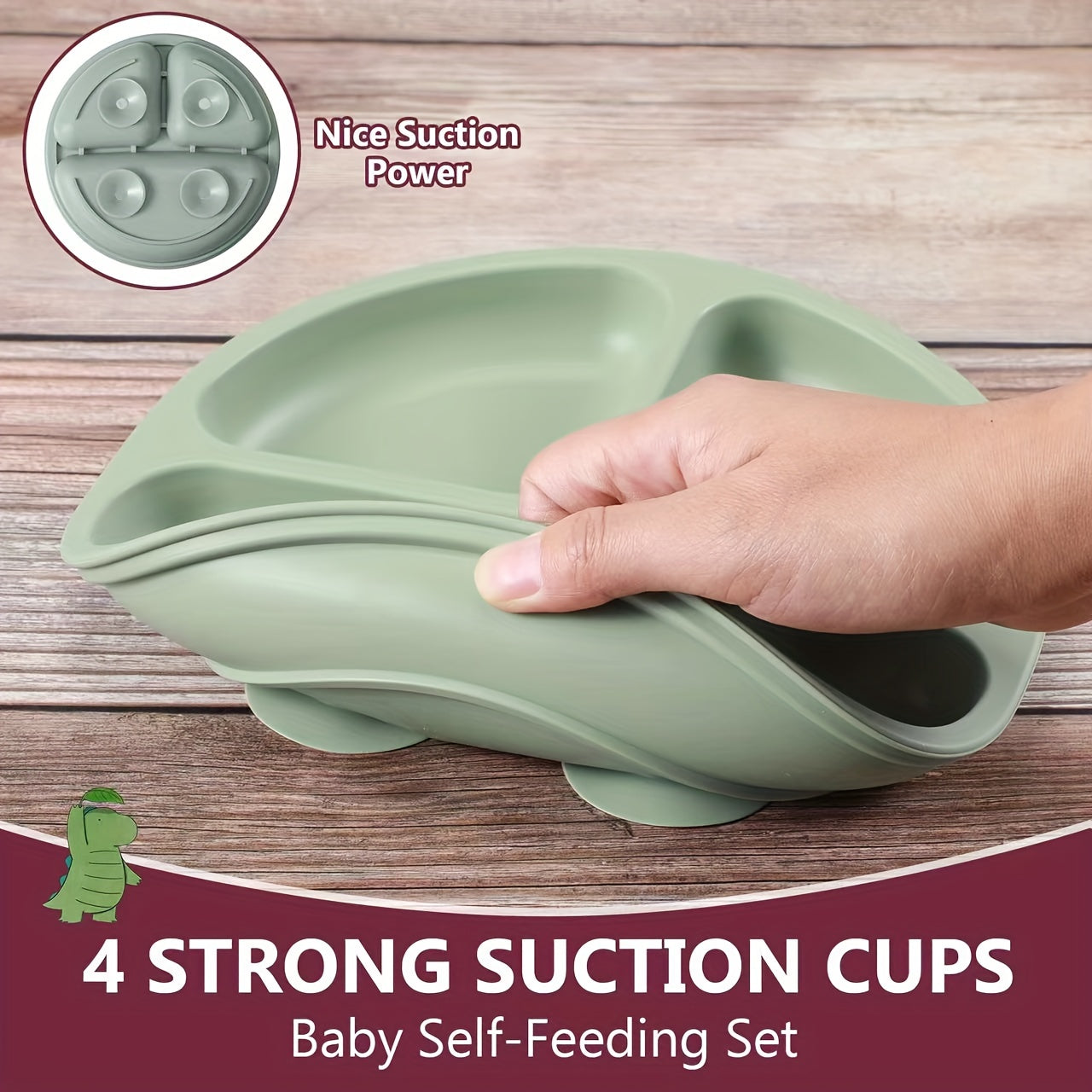 Safely feed your baby with our 100% silicone suction plates - featuring a stay-put divided design for easy mealtimes. These plates are microwave and dishwasher safe, perfect for babies and toddlers.