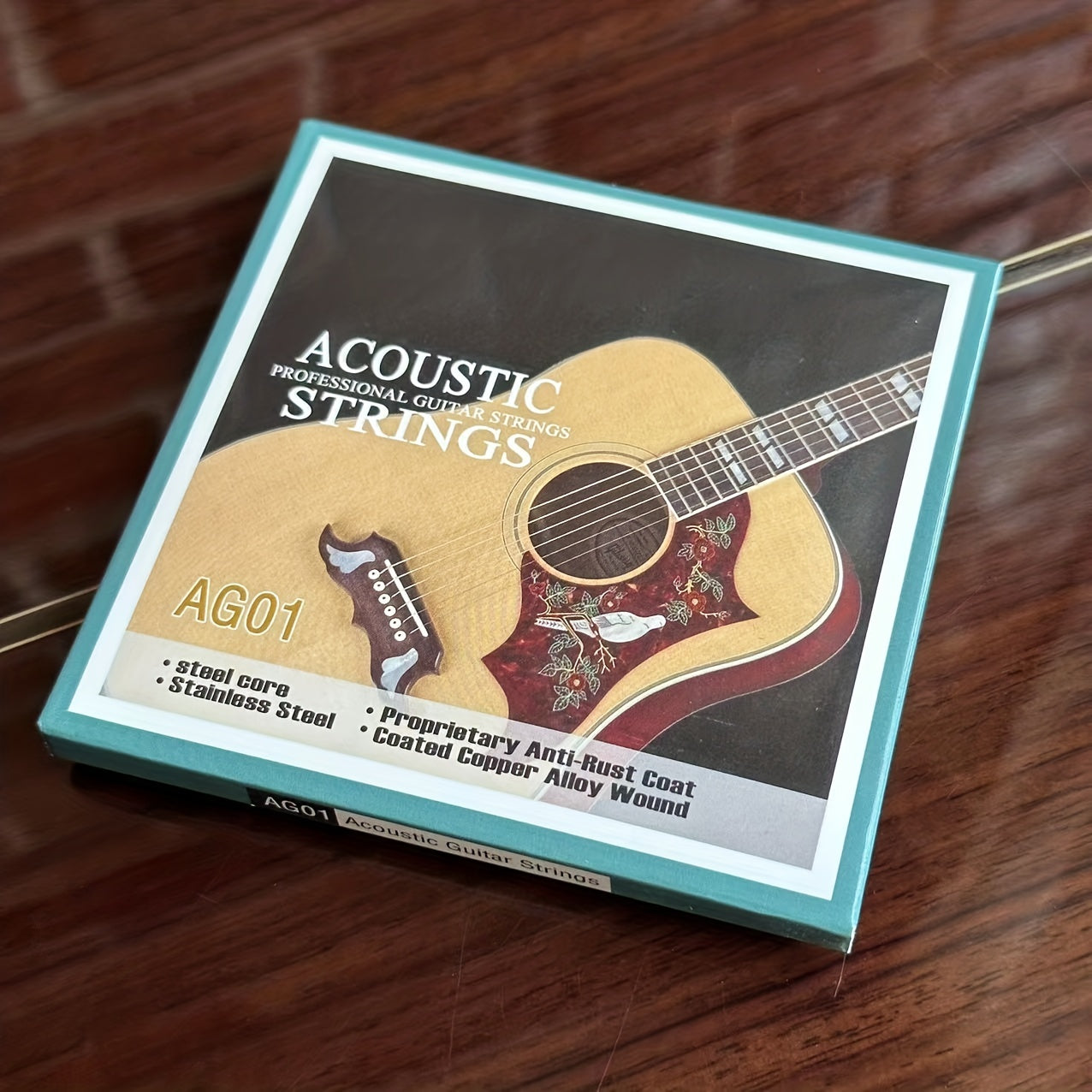 1 Set of stainless steel coated copper alloy wound acoustic guitar strings with quality steel core for folk guitar parts & accessories.