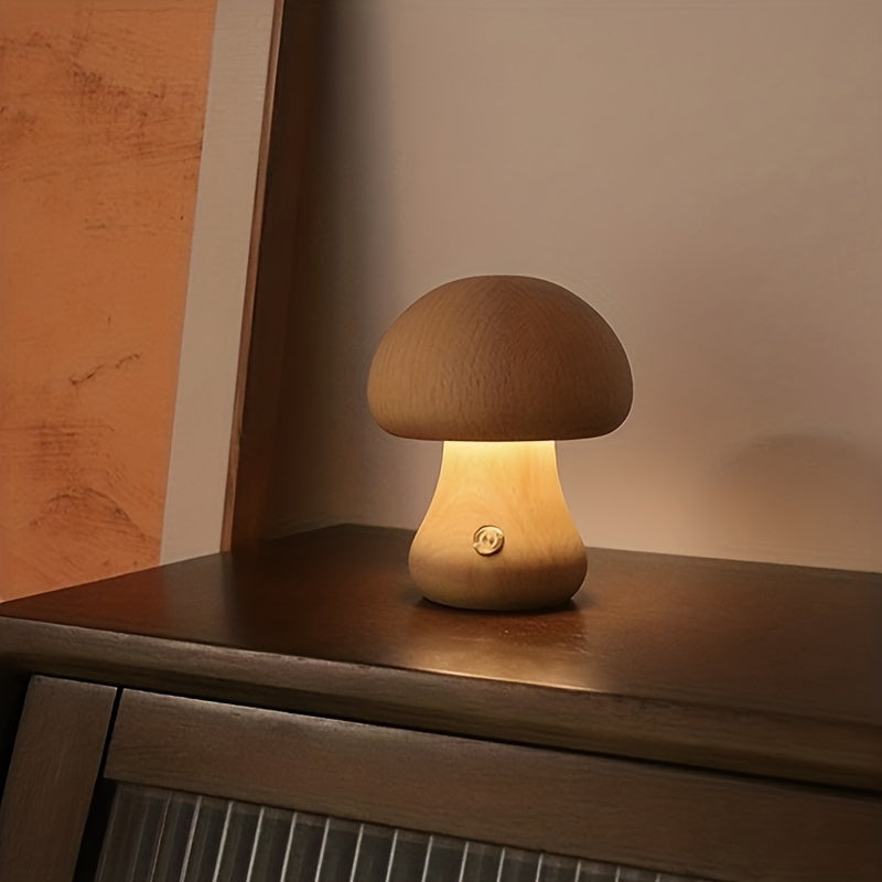 Modern Mushroom LED night lamp with brightness Adjustable touch switch, USB powered.