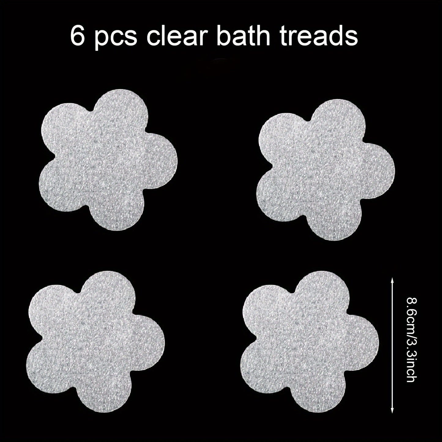 Set of 6 Non-Slip Bathroom Stickers - Simple to Apply, Secure & Fashionable Shower Treads for Better Grip in Tub and Bathroom, Stick-On Decals, Essential Bathroom Accessories