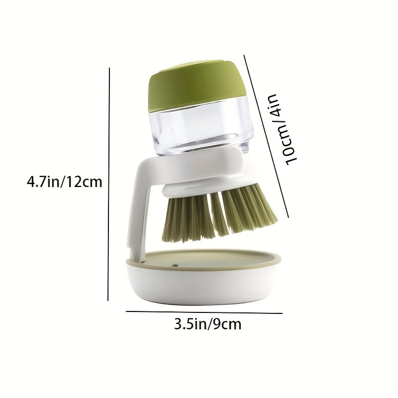 Hydraulic Tableware Washing Brush - Easily Clean Dishes and Pots using Press Soap Liquid - Includes Scale Removal Plate Brush for Efficiency