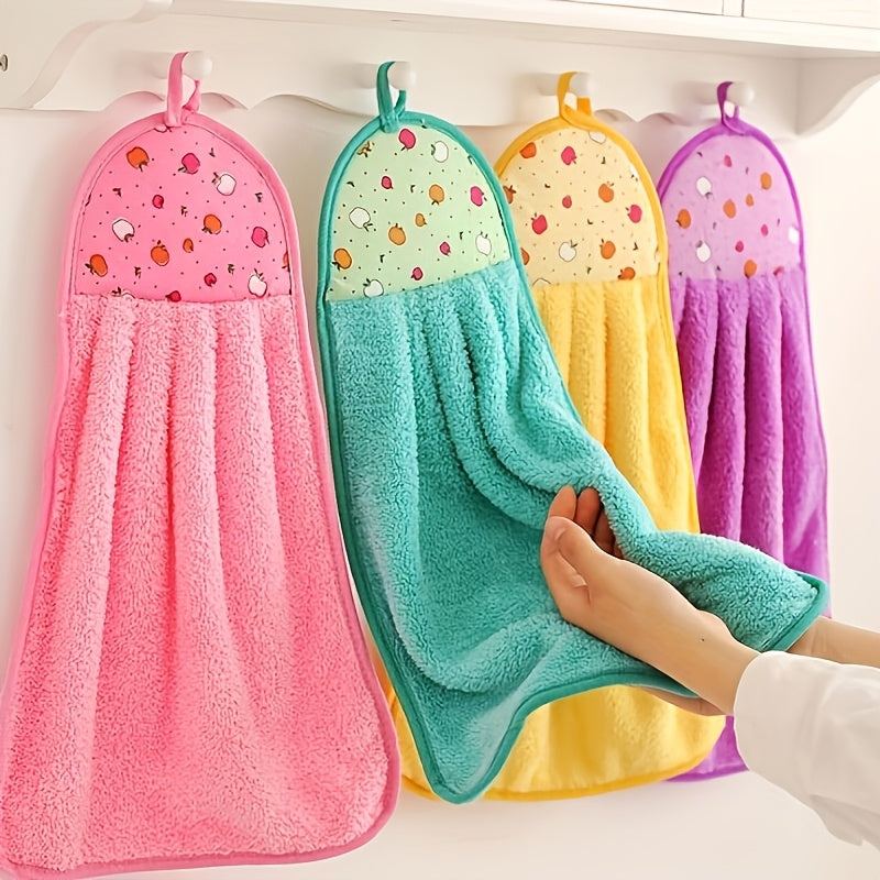 Colorful Fruit Pattern Hand Towels: Soft, Absorbent, Quick-Dry Polyester. Versatile for Kitchen/Bathroom, with Hanging Loop. Includes 3pcs.