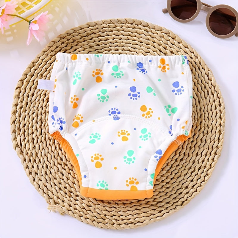 Durable and Eco-Friendly Cotton Training Pants featuring Cute Cartoon Animals - Breathable and Washable Diaper with 6-Layer Gauze, Ideal for Year-Round Use