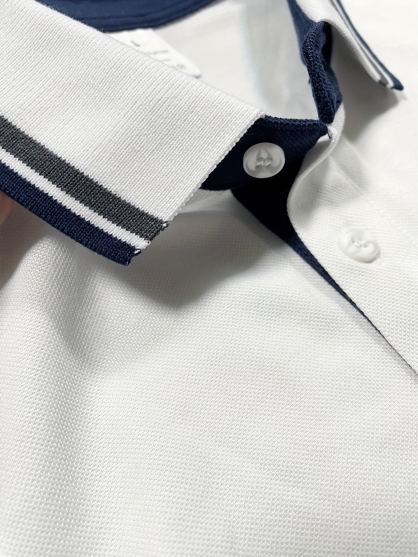 Blue men's lightweight shirt with logo & letter print, two-tone collar, perfect for spring & fall.